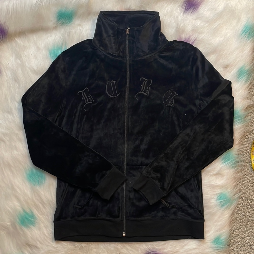 Bcbg Velour Y2K Zip Up‎ Jacket Size Large